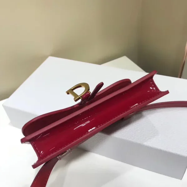 D Saddle Belt Bag In Red Patent Leather