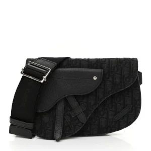 CHRISTIAN D Oblique Saddle Messenger Bag Blue Black