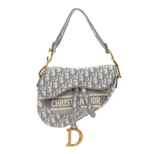 CHRISTIAN D Oblique Embroidered Saddle Bag Gray